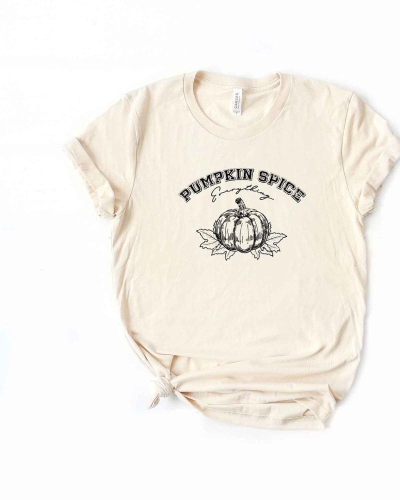 Front of a size 2XL Pumpkin Spice Grunge Short Sleeve Graphic Tee in Cream by Simply Sage Market. | dia_product_style_image_id:301599